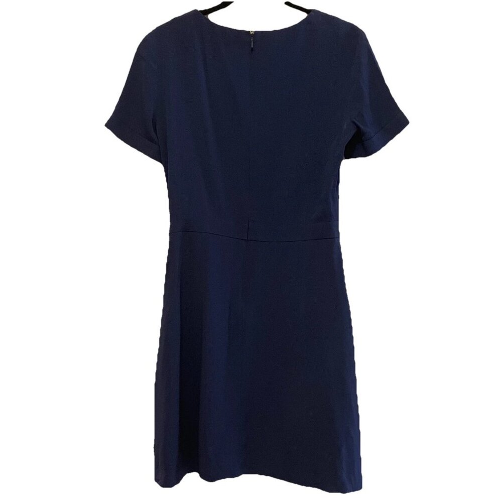 REISS Royal Blue Plum Gray Pleated Elva Dress Sz 6 - Picture 9 of 10